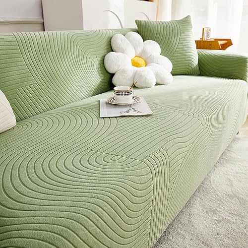 Miniatura 4 de vctops 1 funda para silla de jacquard geométrico para sala de estar, fundas elásticas de vellón sherpa con brazos, funda antideslizante suave para