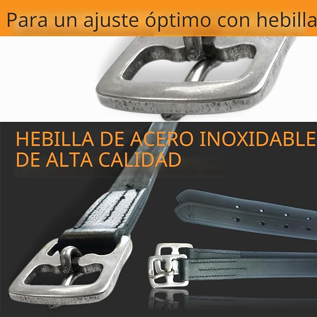 Foto 5 de 7 de Pferdelinis Correa para estribos de piel en color negro, apta para sillas de montar inglesas, correas…
