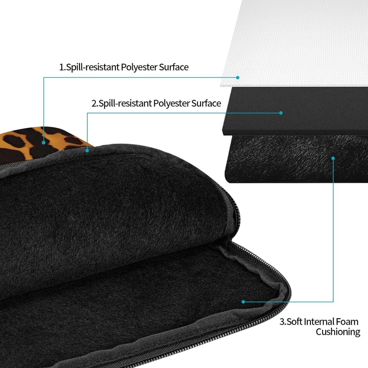 Cool Cheetah Leopard Laptop Sleeve Bag 10 Inch Waterproof Shockproof Laptop Case Bag Lightweight Tablet Travel Cover Computer Skin Bag Tablet Carrying Case image 3