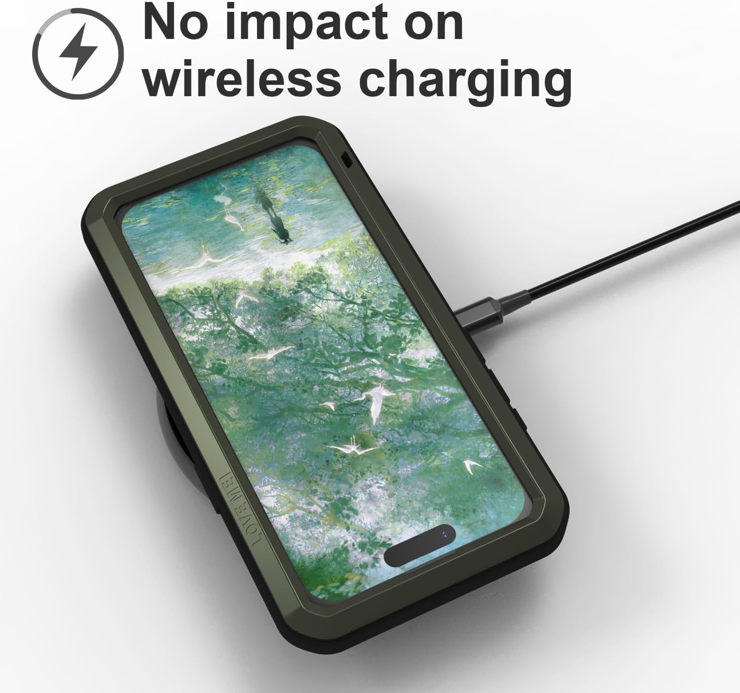 LOVE MEI Military Rugged Case for iPhone 16 Pro Max, with Tempered Glass Screen Protector, Shockproof Dustproof Scratch Proof Hybrid Metal and Silicone Gel Heavy Duty Full Body Cover Green