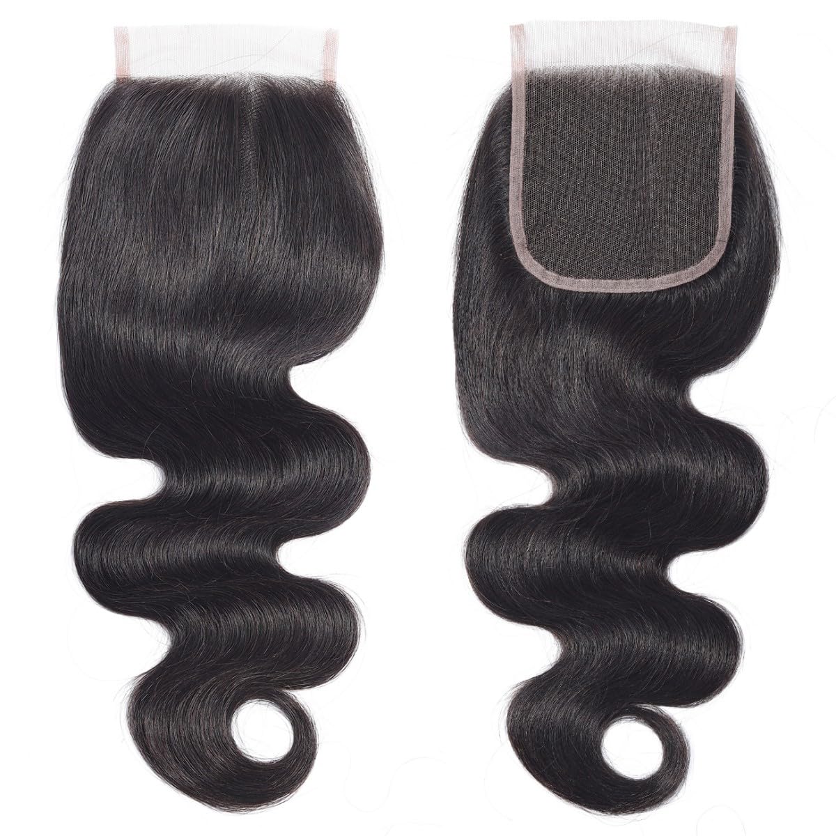 Sexycat Body Wave 4x4 Lace Closure Human Hair 10 Inch Natural Hairline Ear to Ear Lace Closure Pre Plucked with Baby Hair Natural Color - Image 2