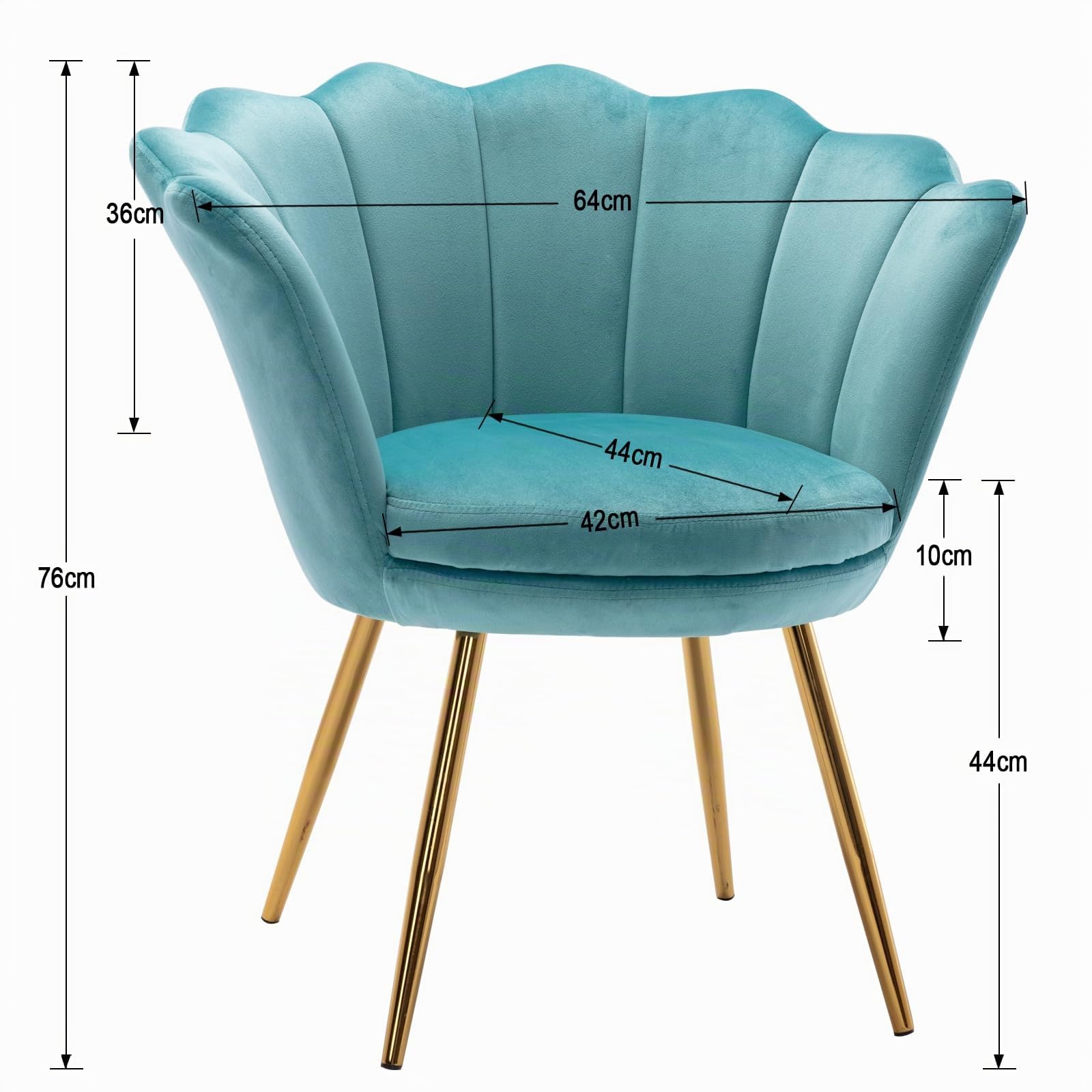 chairus Poltrona Imbottita Poltrona Camera da Letto in Velluto Poltroncina con Gambe in Metallo Placcato Oro Sedia da Salotto Sedie Imbottite per Camera da Letto/Soggiorno, Verde Chiaro
