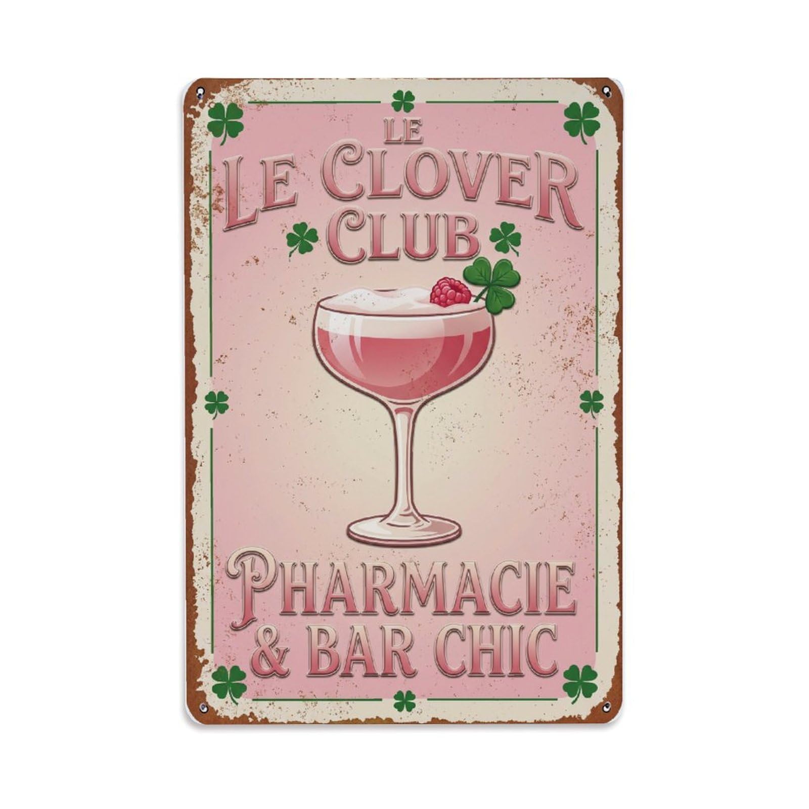 Clover Club European Tradition Metal Tin Sign Plaque Wall Decor for Cafe, Club Bar, Office, Home Garden Metal Poster 8x12Inch