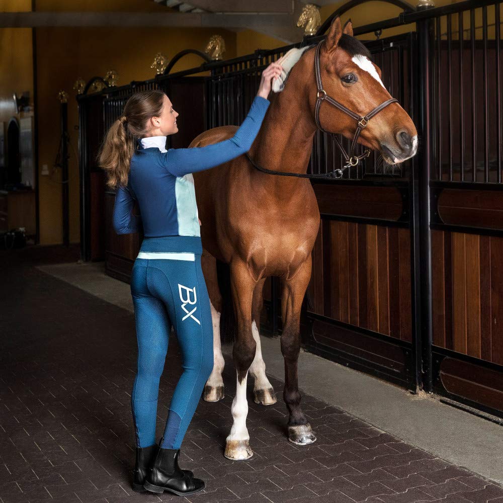 B Vertigo BVX Beatrix Women's Riding Tights, Majolica Blue/Blue Surf Green, 34