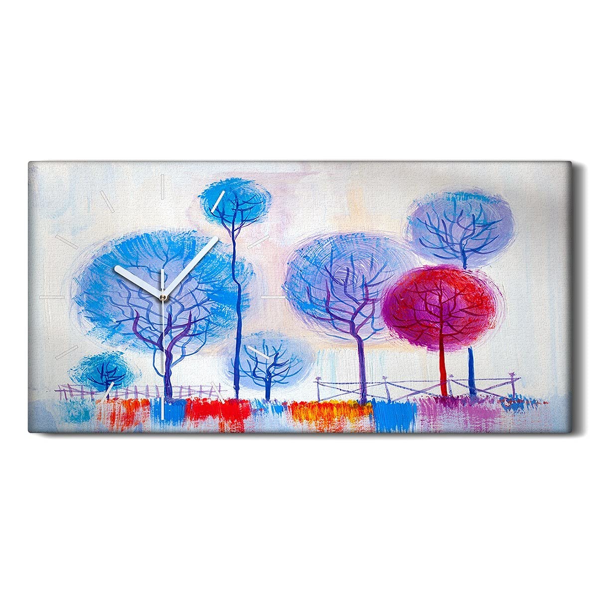 Horloge sur Toile 60x30cm Salon Art Mural Image Sans Bruit Pendule Moderne Chambre