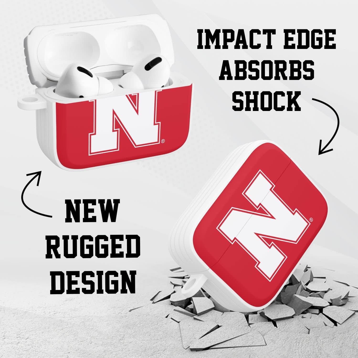 Affinity Bands Nebraska Huskers HDX Case Cover Compatible with Apple AirPods Pro 1 & 2 (Classic)