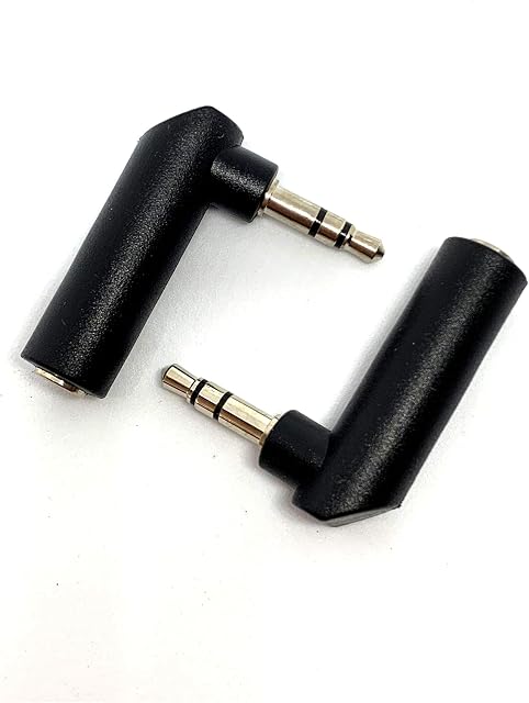 MainCore 2pack Right Angle 3.5mm Jack Socket to 3.5mm Male Stereo Adapter Plug 90 Degree Nickel Plated (2pcs)