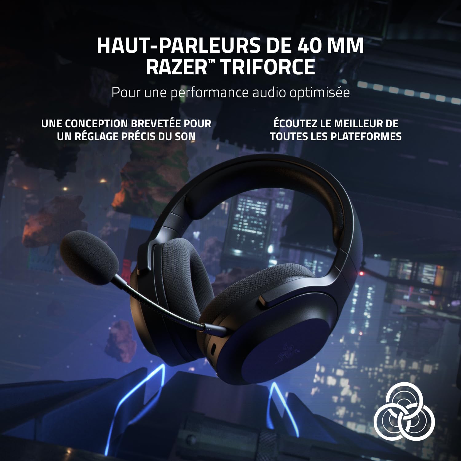 Razer Barracuda X - Casque Gaming sans Fil Multiplateforme (SmartSwitch Dual sans Fil, Design Ergonomique, TriForce 40mm, Microphone Cardioïde, Contrôles sur Casque, Batterie de 50h, USB-C) Noir