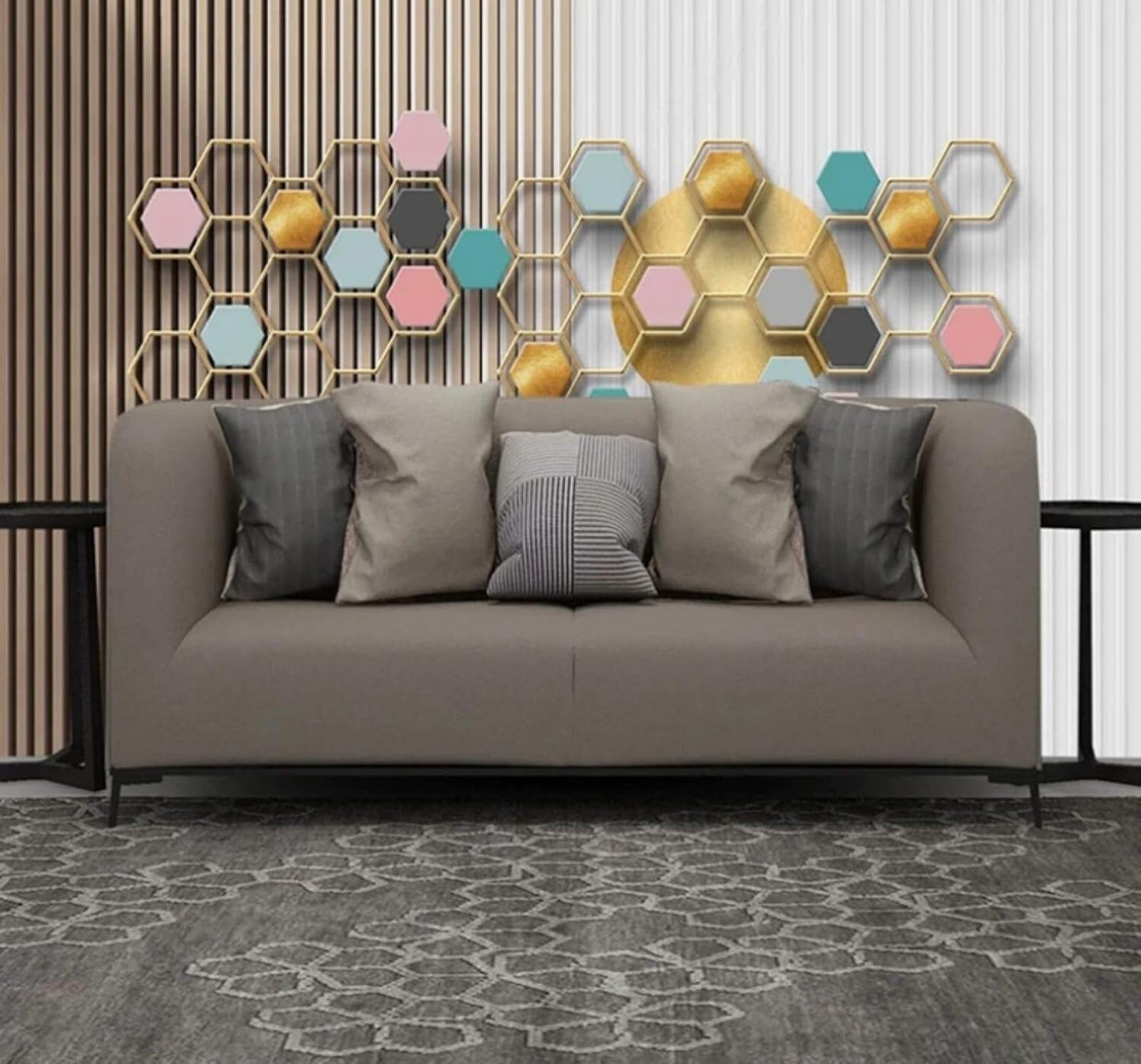 XLMING Abstract Lines Geometric Hexagon Pattern 3D Wallpaper Luxury Home Dining Decor Paste Sofa Living Room The Wall for Bedroom Mural-150cm×105cm