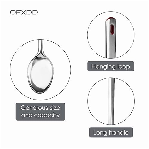 Miniatura 5 de Cuchara de servir buffet Paquete de 6 Cucharas de acero inoxidable Cuchara de cocina de mango largo de metal