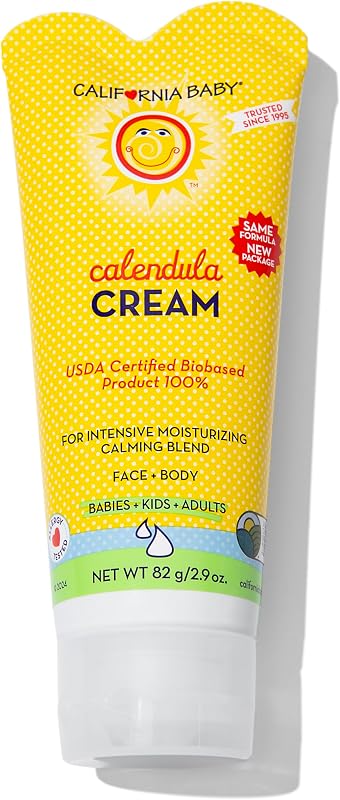 Crema de caléndula California Baby | Hidratante 100% a base de plantas | Loción para bebés de lavanda | Hidratante facial para pieles secas | Hipoalergénico | 2,9 onzas / 82 g