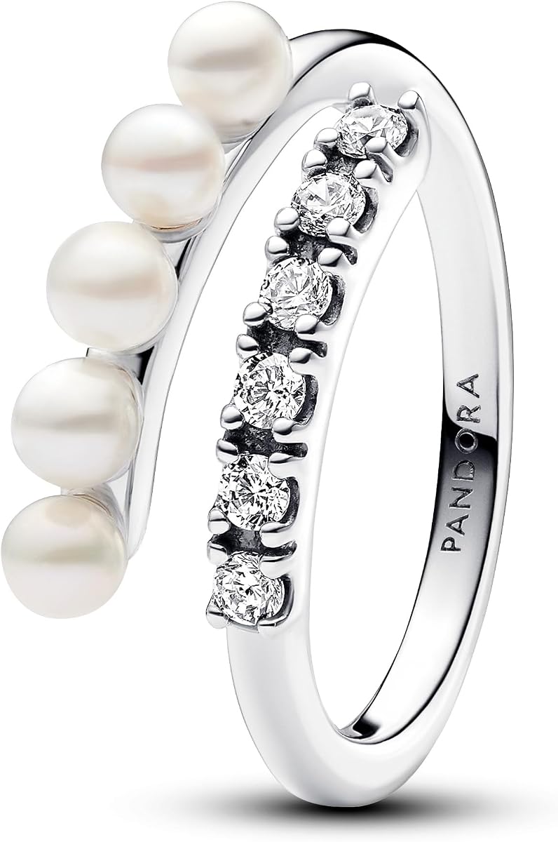 Pandora Treated Freshwater Cultured Pearls & Pavé Open Ring 193145C01-52