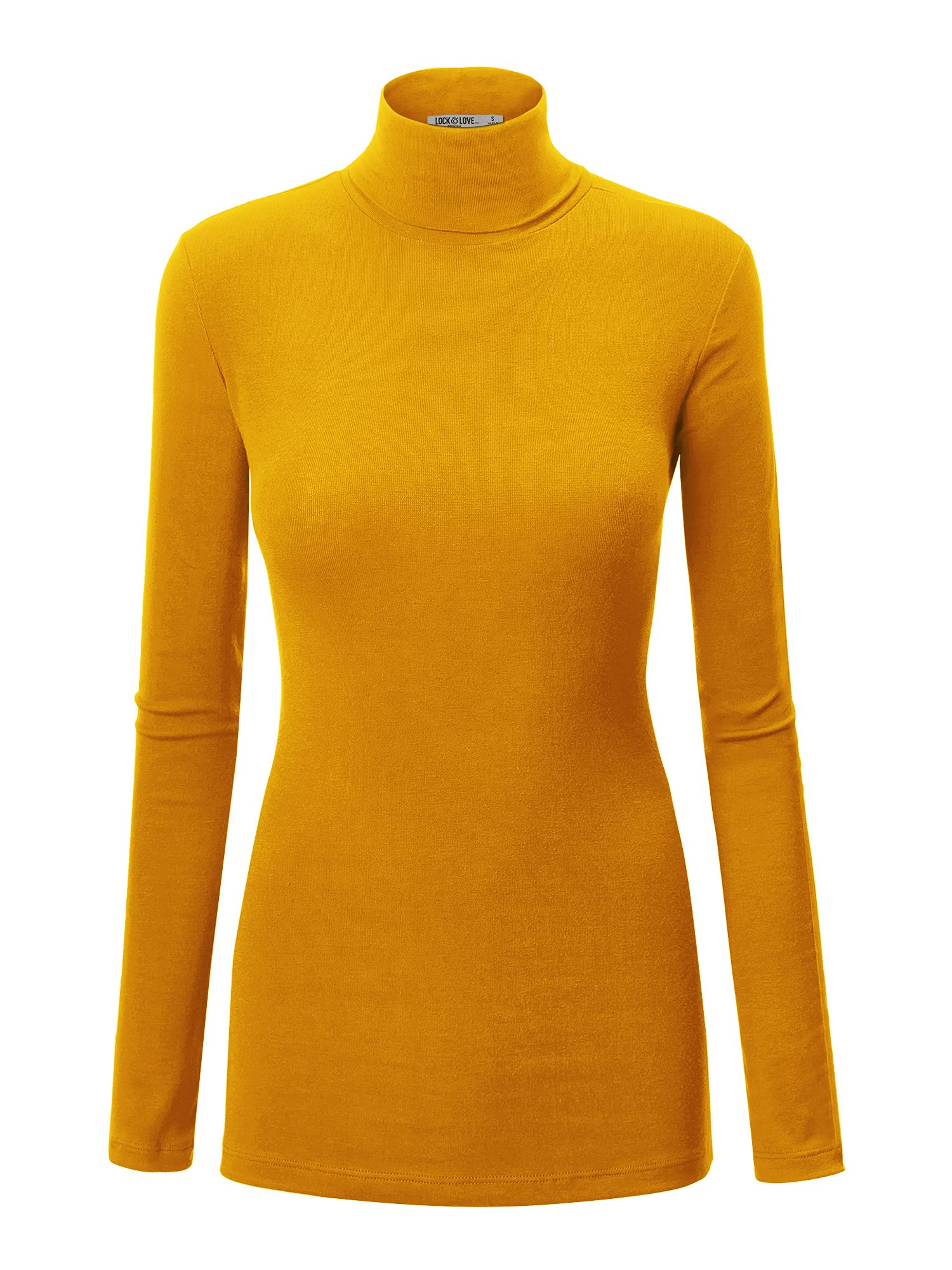 Lock and Love Women's Turtleneck Top Lightweight Long Sleeve Slim Fit Pullover, Soft Rayon Stretch Layering Basic, S-3XL