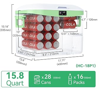 BINGI Compressor Fridge 18L, Portable Car Freezer Compact 12V Refrigerator 12V/24V DC & 100-240V AC Cooler Box for Outdoor Camping, Travel, Truck, Home Use -18℃ to 15℃ [Energy Class E]