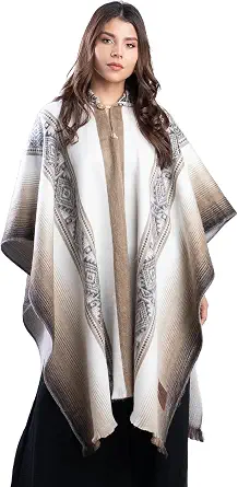 Alpaca Wool Poncho - Handmade in Ecuador, Thick, Warm, Lightweight & Soft