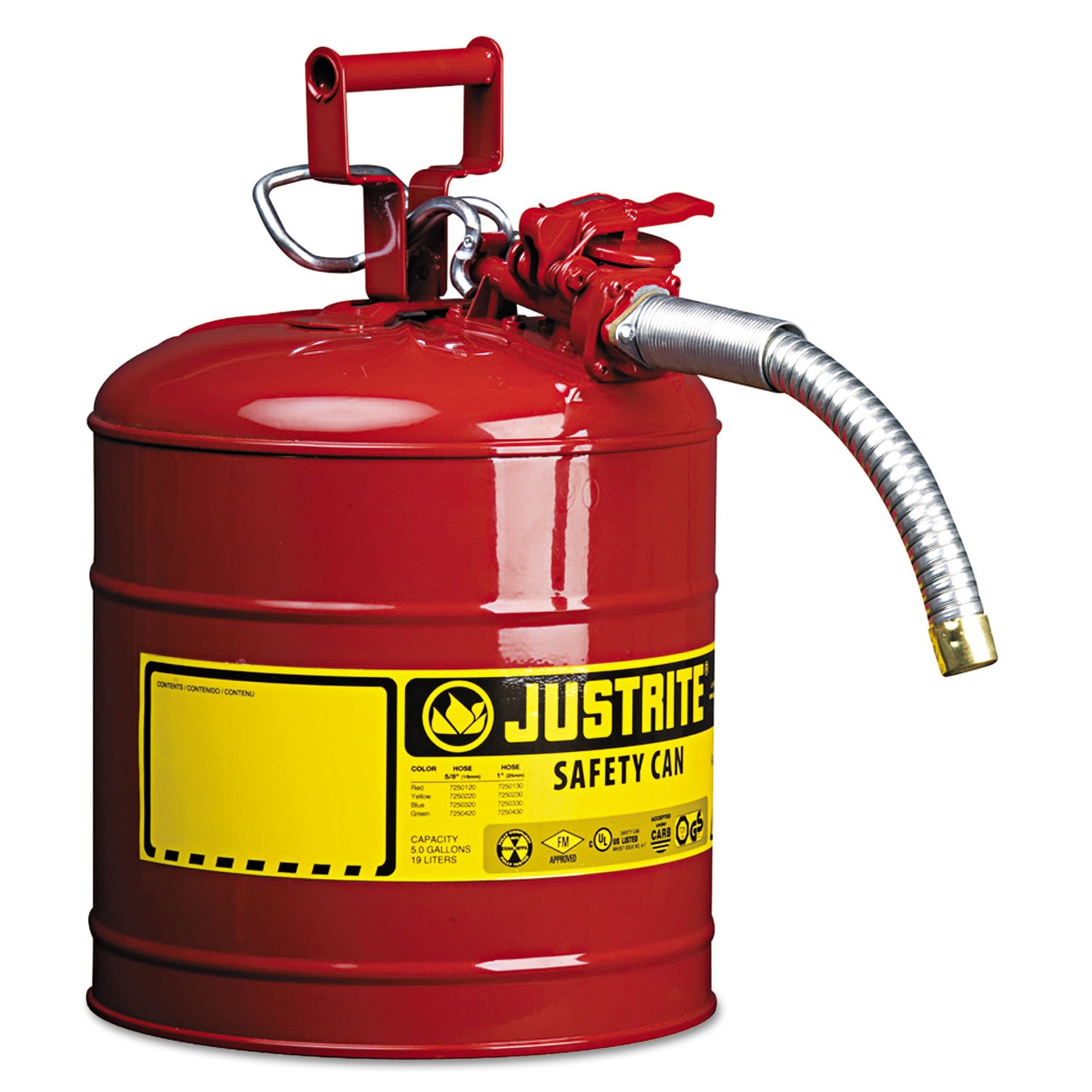 Justrite Type Ii Safety Can - 11-1/2"Dia.X17"H - 5-Gallon Capacity - Red: Lawn And Garden Tool Gas Cans: Industrial & Scientific