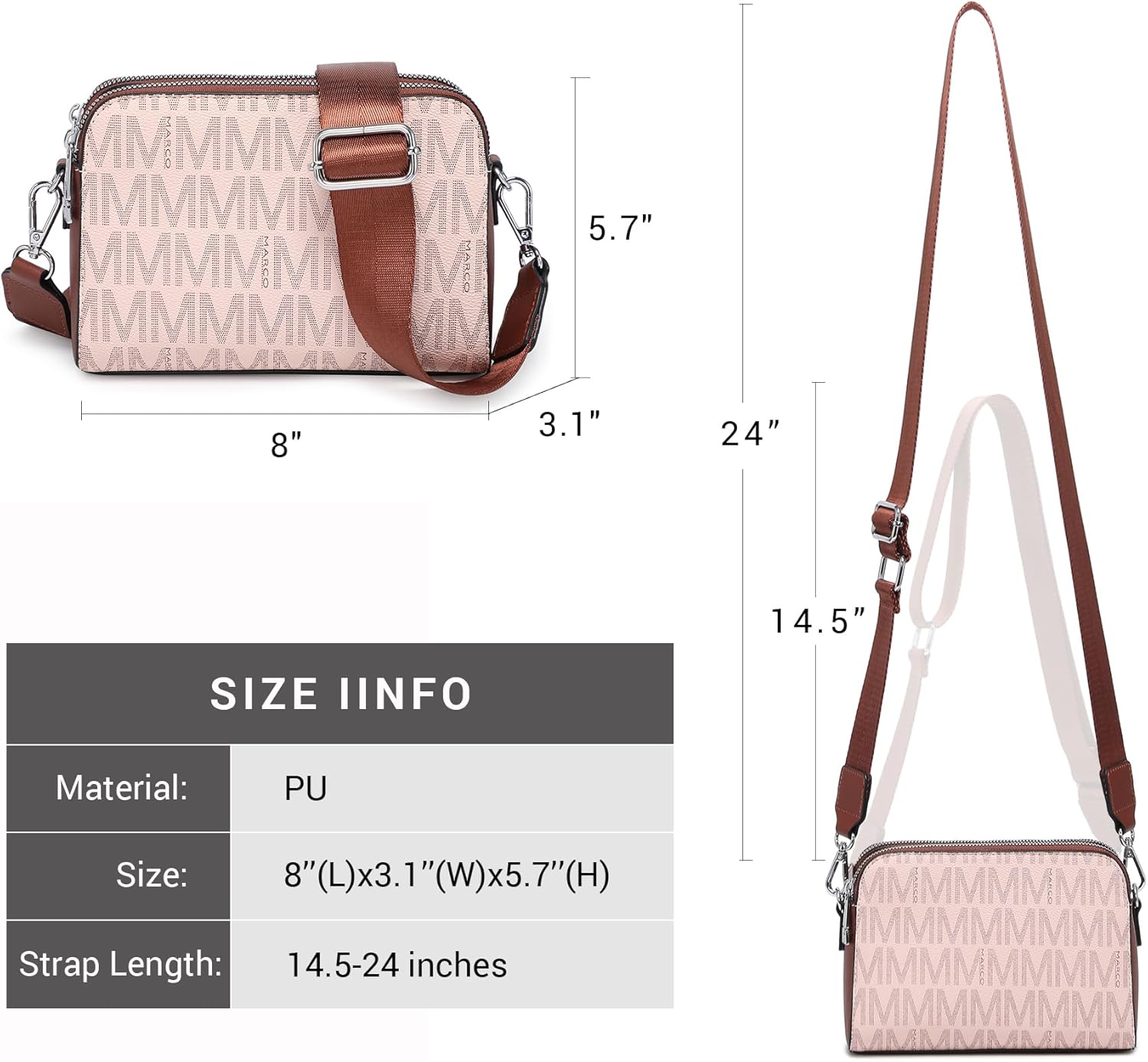 Crossbody Bags for Women Triple Zip Vegan Leather Camera Purses Small Shoulder Handbags with Wide Strap - Image 4