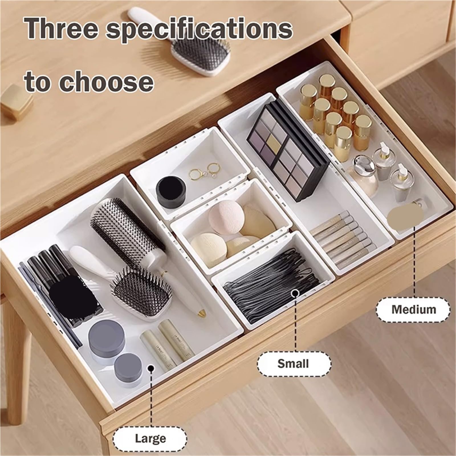 Divisores de cajones ajustables, caja de cocina, separador de cajones escalable para cubiertos, cosméticos y accesorios, solución de almacenamiento que ahorra espacio para una clasificación ordenada