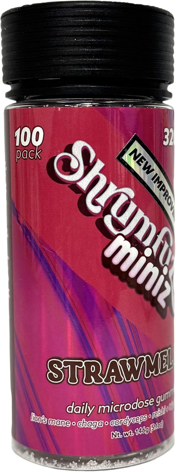 Shrumfuzed Miniz - Proprietary Nootropic Gummy 32000mg - Now with New Improved Taste - Lion's Mane, Reishi, Chaga, Cordycep, and Proprietary Nootropic Mushroom Blend (100pk, Strawmelon)