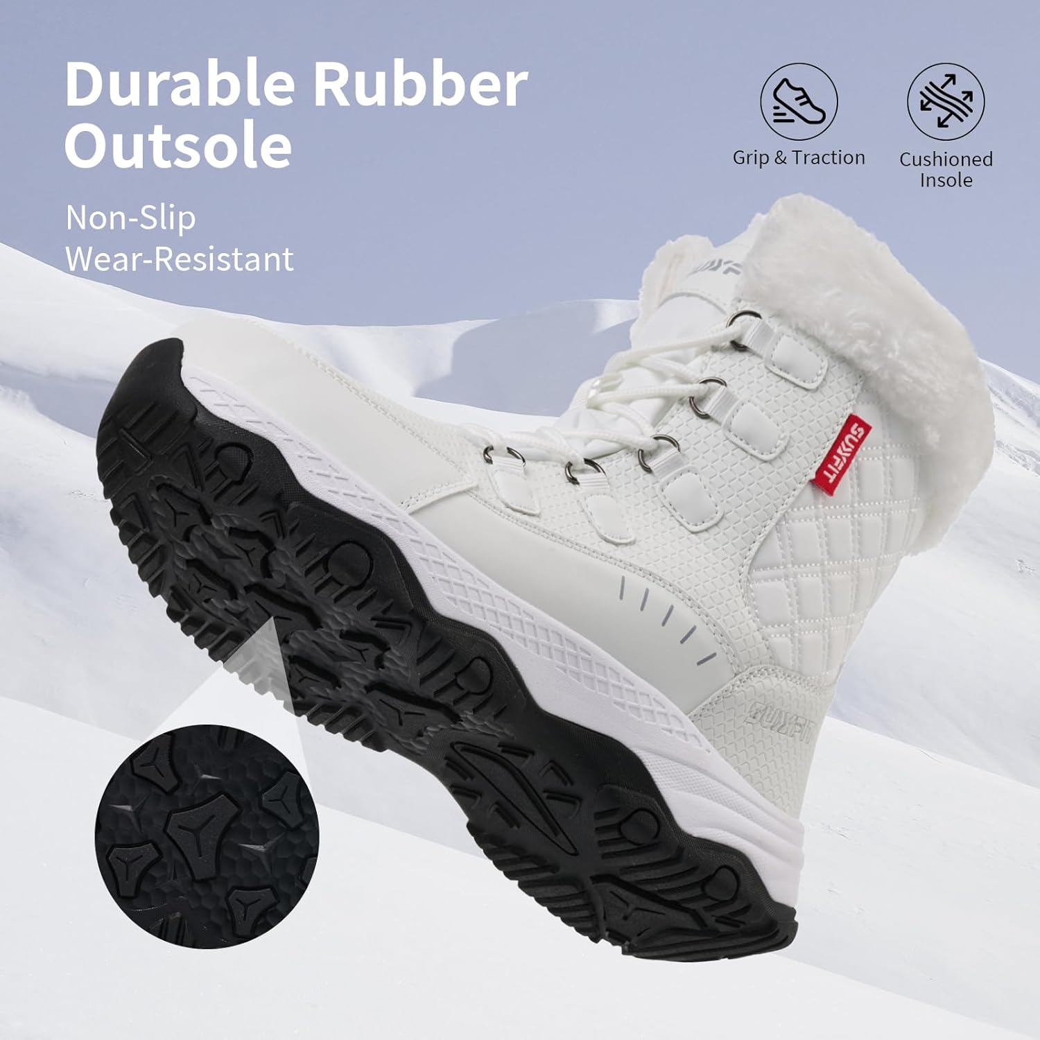 Snow Boots for Women Waterproof Mid-Calf Booties Winter Hiking Boot Durable Warm Fur Lined Boot Non-Slip Warm Climbing Shoes Walking, Cold Weather - Image 4