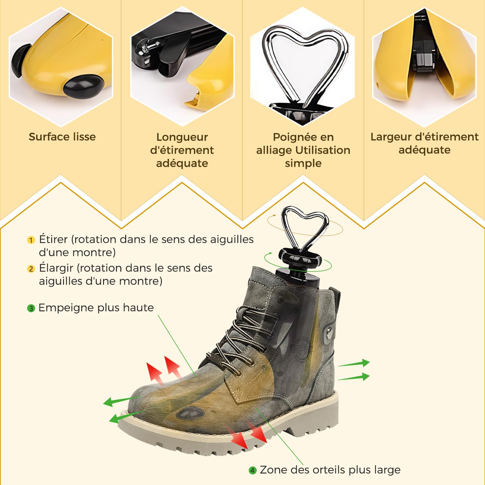 2 Pièces Embauchoir Chaussures Homme Femme - Élargisseur Chaussure 4 Directions Embauchoirs Largeur et Longueur Réglables pour Chaussures Trop Étroites Convient à Toutes les Pointures
