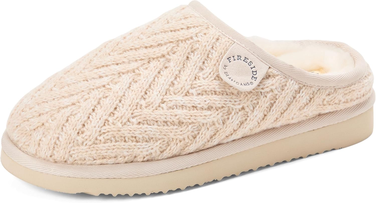 Dearfoams Women's Clog - Cozy Knit & Shearling Comfort