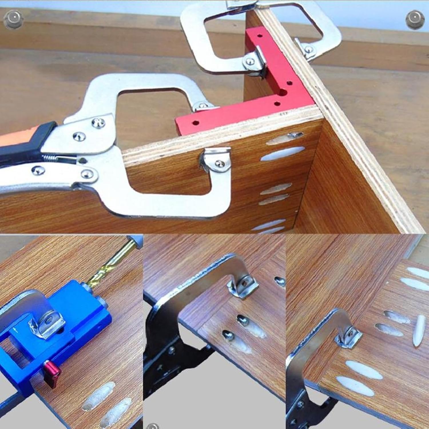 SagaSave Pocket Hole Jig Kit Guide Pocket Drilling System Tool, Portable Pocket Joinery Screw Locator Kit DIY Woodworking Adjustable Wood Locator for Clamping Fixing Work Woodworking(Style A)