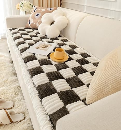 Miniatura 21 de vctops Funda de sofá con diseño a cuadros de búfalo de granja, funda de franela antideslizante para sofá seccional, alfombra suave y gruesa