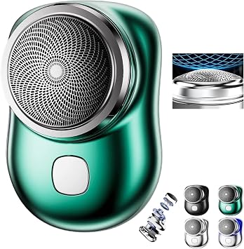 2023 USB Mini Shaver -New VersionPocket Portable Electric Shaver Rechargeable Waterproof, Magic Travel Electric Razor Round Shaving Machines, Wet Dry Mini Shaving Machines for Men Dayily Use Green