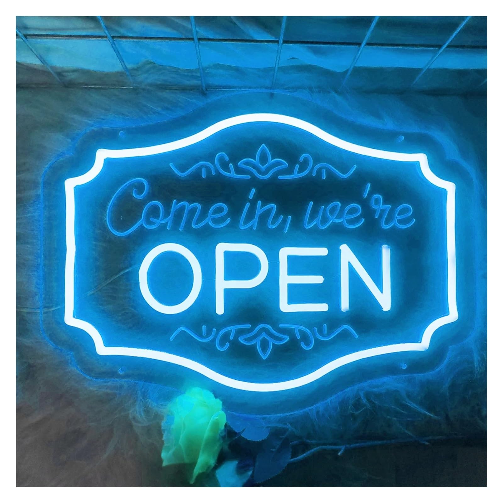 Signs Lamp Come in, We're Open Neon Sign Letter Light Dimmable USB Powered for Bar Retail Store Pub Shop Wall Decor 30cmx22cm(Blue)