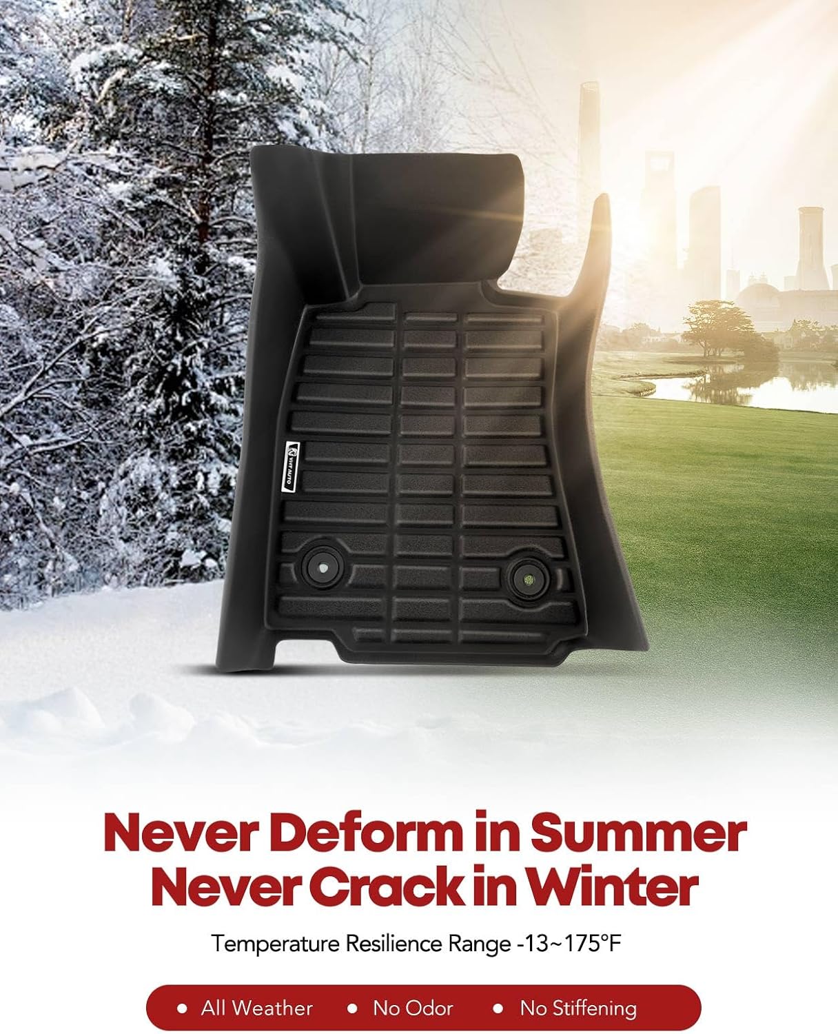 YHTAUTO Automotive All Weather Floor Mats Compatible with Cadillac ATS 2013-2014, TPE Floor Liners All-Weather Protection Custom Fit, 1st & 2nd Row, Set of 3 Black - Image 8