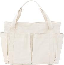 imeetu Canvas Tote Bag, Shoulder Bag, Men's, Women's, A4 Compatible, Commute, School, Large Capacity, Multi-Function, Solid Color (M Size)