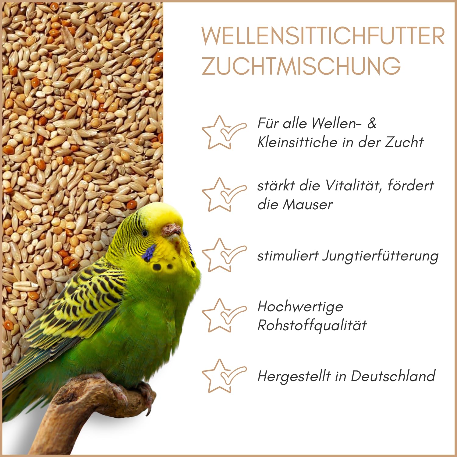 Supravit Wellensittichfutter Zucht 25 kg – hochwertige Zuchtmischung | als Hauptfutter für Wellensittiche & kleine Sitticharten – Jungvogelfutter & Mauserfutter zur Förderung der Zucht