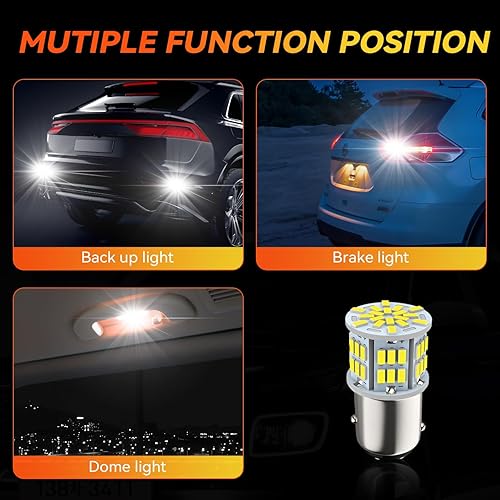 Miniatura 6 de Safego 1157 BAY15D Bombilla LED 2 unids 6000K 5W Coche Inversa Luz de Aparcamiento Trasero 54SMD 3014 P21W Lámpara Blanca 12V Non-Canbus