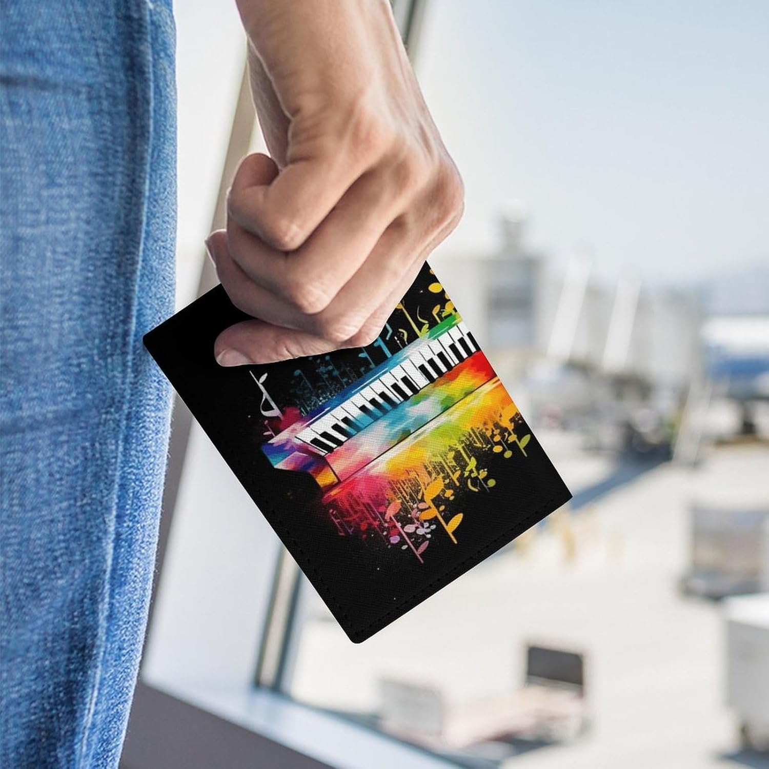 Colorful Piano Keyboard Music Note Passport Holder Cover Passport Cover Passport Protector Travel Document Organizer ID Card Protector Case Holders Passport Wallet Cover Credit Card Holder image 3