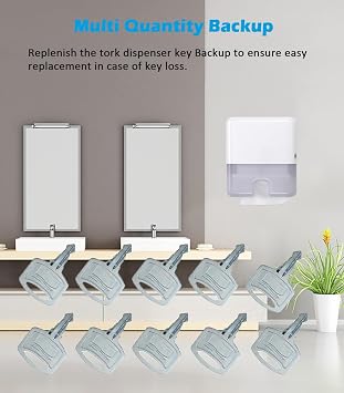 1100 Toilet Paper Dispenser Key Compatible with to-rk SCA Dispensers,10Pack