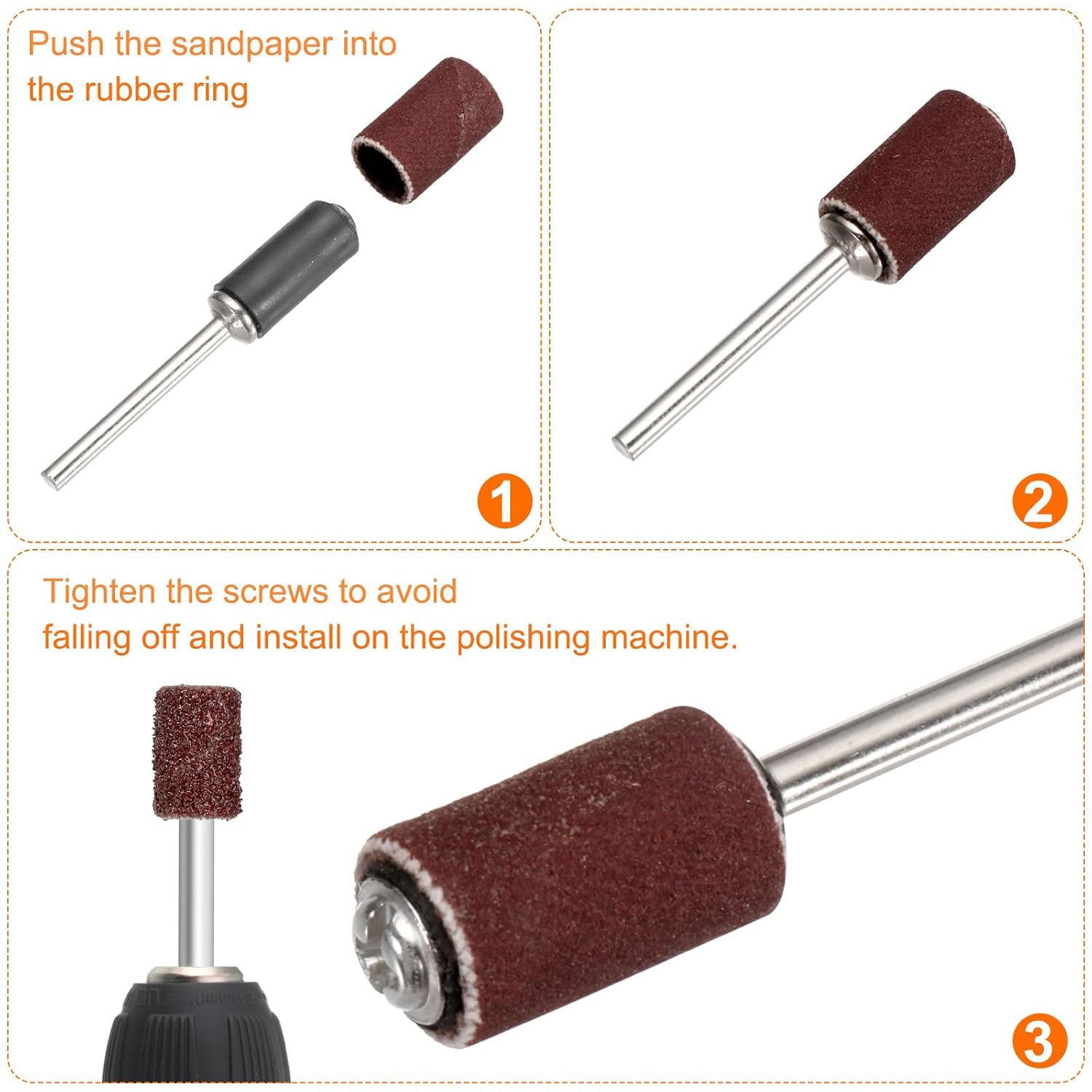 HARFINGTON 200pcs Sanding Drums 1/4 Inch Grit 320 Sanding Sandpaper Mini Sanding Sleeves for Drum Sander Rotary Tools image 5