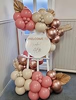 Vista 5 de Globos retro color rosa rubor, 60 globos de color oro rosa de 12 pulgadas, globos de color rosa melocotón polvoriento para cumpleaños, baby shower