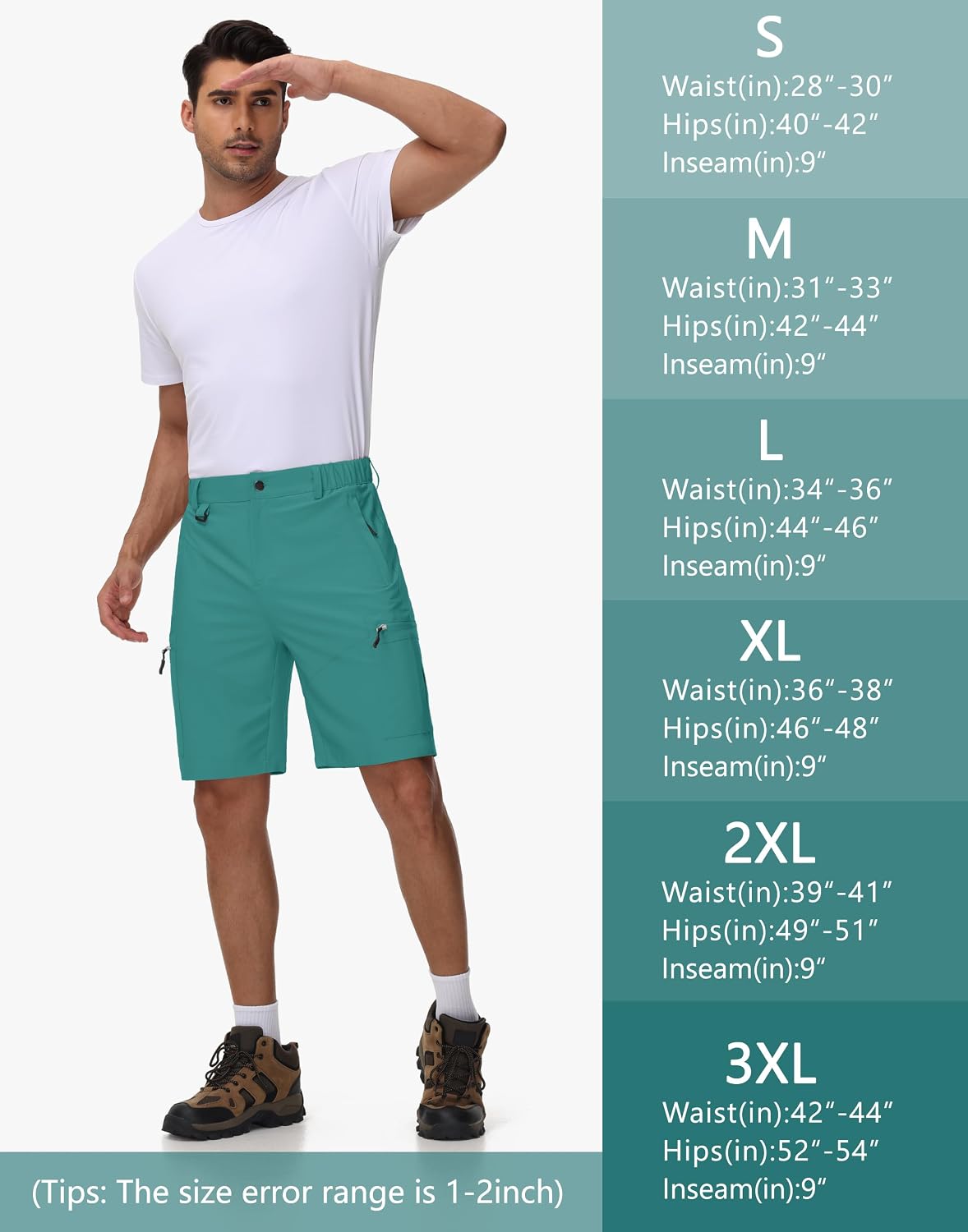 JWM Men's 9" Hiking Cargo Shorts - Turquoise M