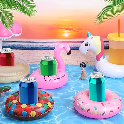 Miniatura 5 de Sawysine Paquete de 42 soportes inflables para bebidas para piscina, piscina, flotadores de bebidas, portavasos flotantes para piscina, portavasos