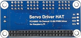 Waveshare Servo Driver HAT Expansion Board, Compatible with Raspberry Pi, 12-Bit, I2C Interface, Straight Pinheader, Up to 16-Channel Servo/PWM Outputs