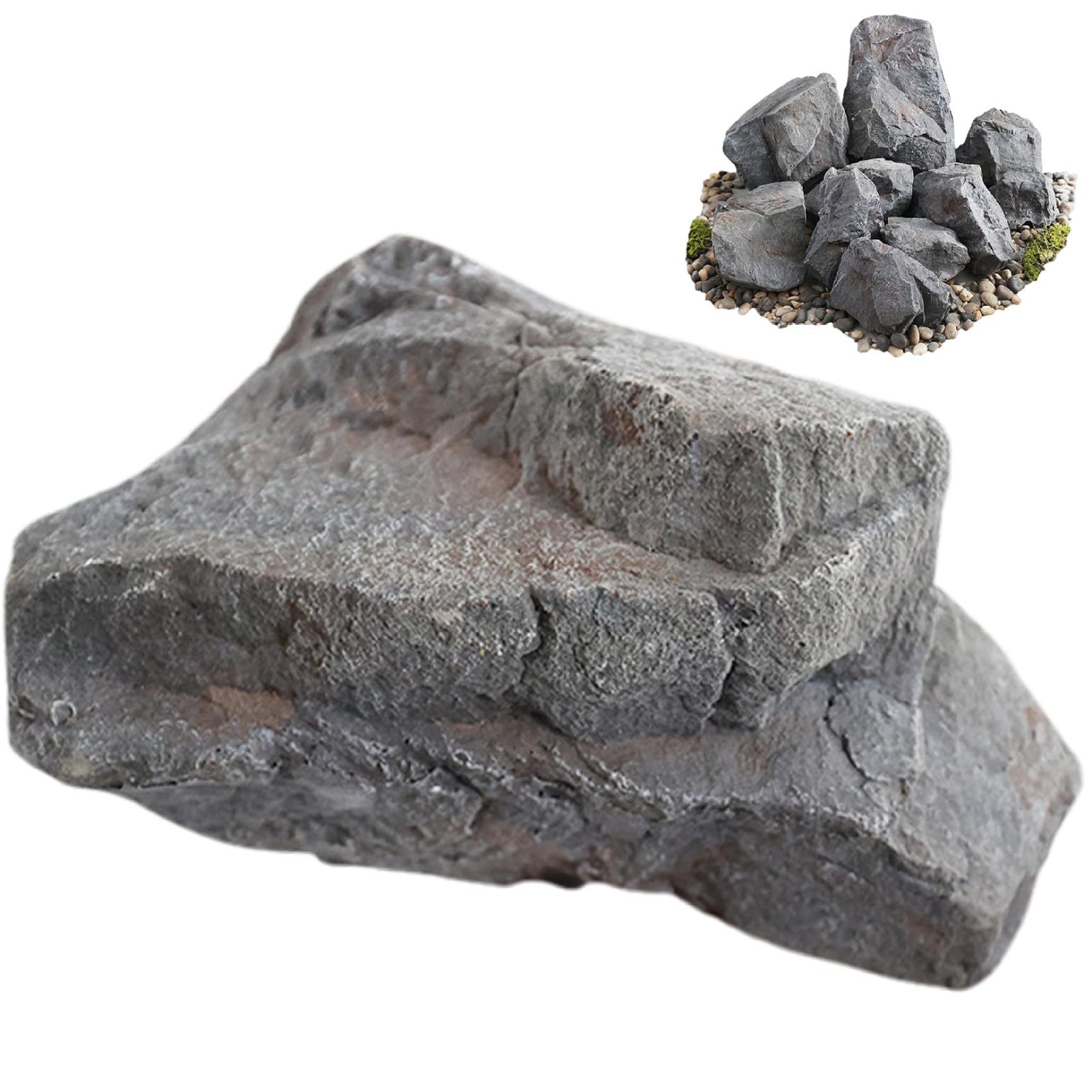 Nassmosse Style 1 Rocks Realistic Artificial Landscape Rock Diy Indoor Outdoor Ground Decorative Lightweight Pu Weather-Resistance Faux Rocks For Garden, Yard, Lawn (Not Hollow)