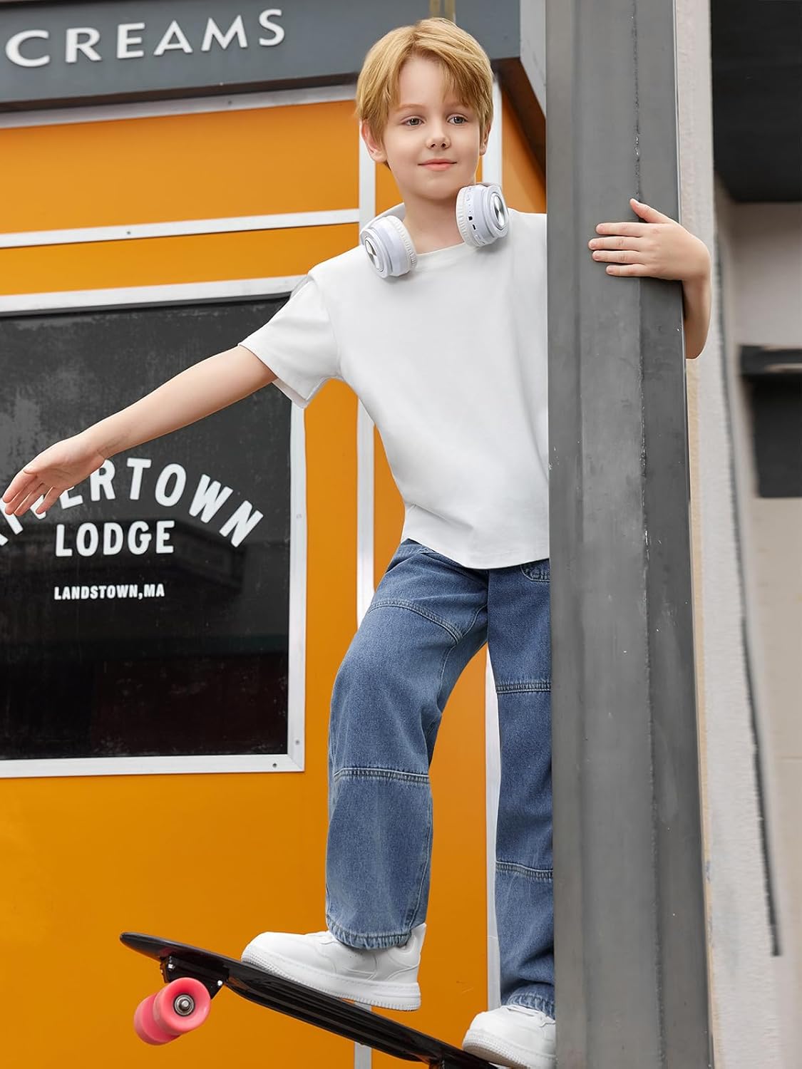 Haloumoning Boys Straight Leg Baggy Jeans Kids Elastic Waist Drawstring Wide Leg Denim Pants with Pockets 5-14 Years - Image 6