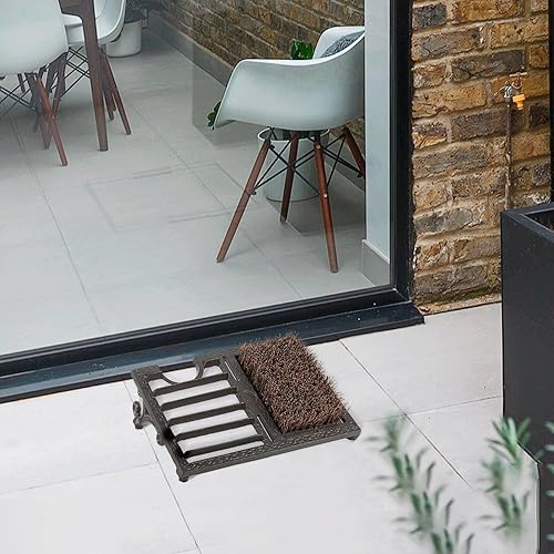 Miniatura 8 de Rascador de botas con cepillos para exteriores, limpiador de botas resistente para porche, zapatos de hierro fundido, raspador de cepillo inferior