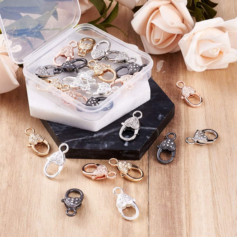 KISSITTY 25pcs/Box Heart Large Lobster Claw Clasps 5-Color Alloy Jewelry Making Clasp with Rhinestone for DIY Necklace Bracelet Key Chains Jewelry DIY Craft Making Accessories 1.04~1.06x0.55’’ - Image 3