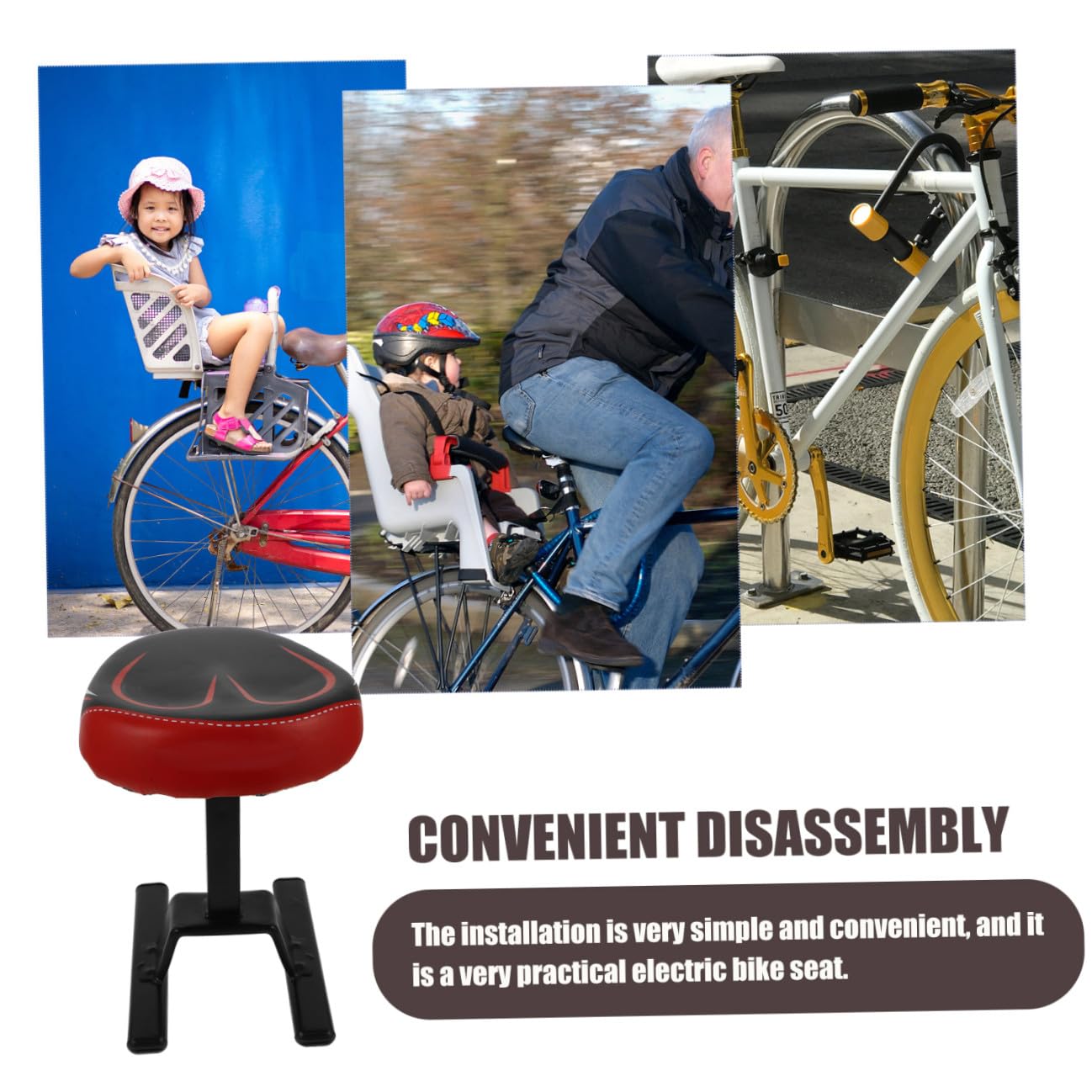 Seggiolino per Ragazzo Ragazza Ragazza per Bici Elettrica Staffa Sostituzione del Sedile Anteriore Attrezzatura per Bici Elettrica Accessorio per Esterni Realizzato Carbonio e Spug