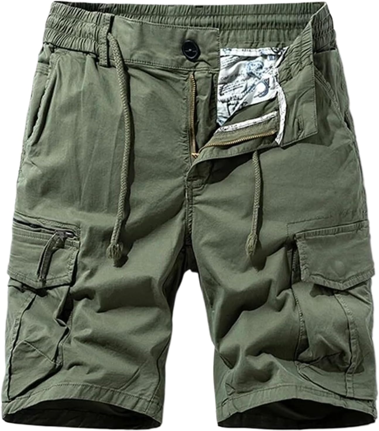 Men Summer Cargo Shorts Mens Casual Multi-Pocket Tactical Shorts Pants Elastic Waist Jogger Shotrs Male