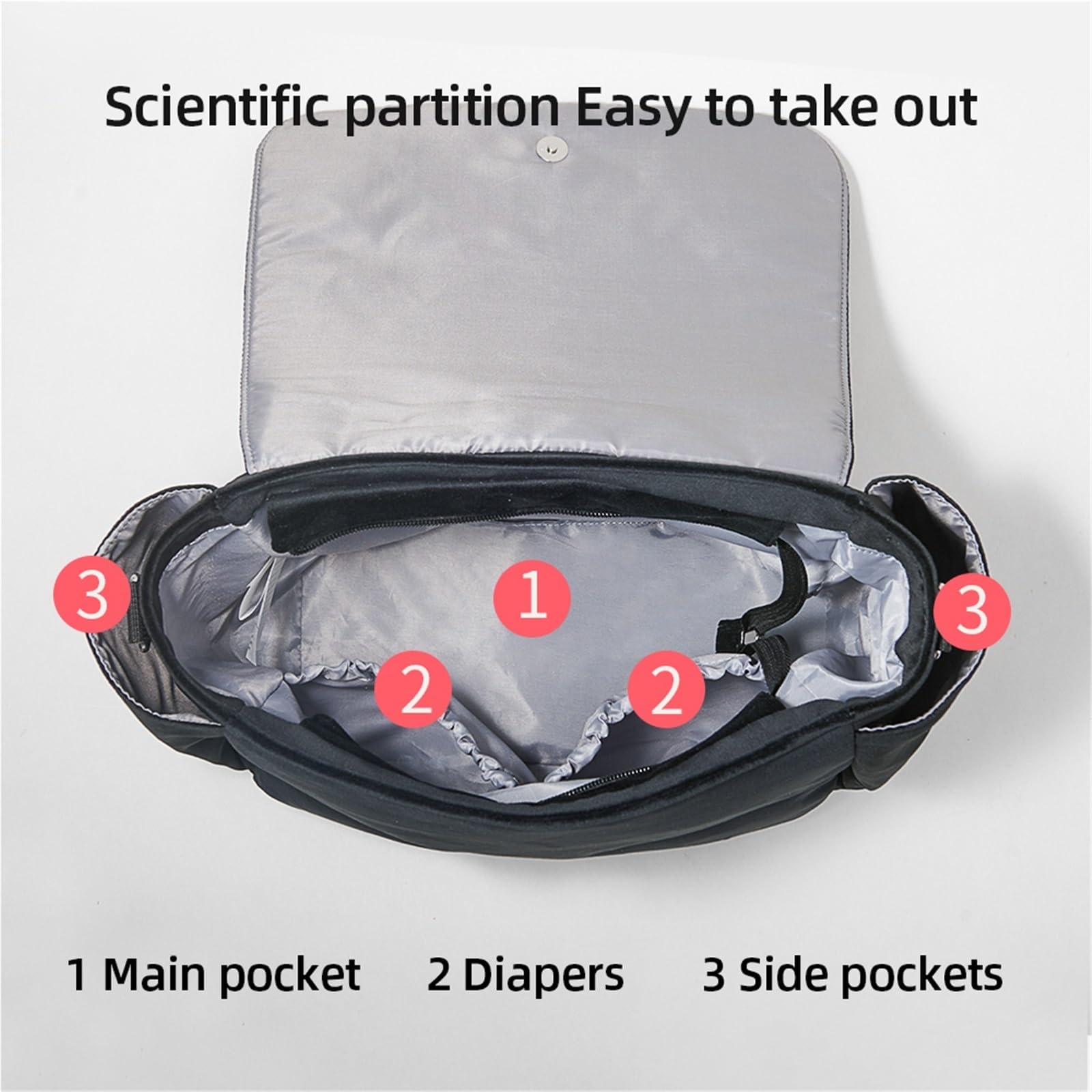 Bolso Carro Bebe Bolso Organizador de pañales for Cochecito de Pana Negro, Bolso Cruzado for mamá de Gran Capacidad, práctico y clásico