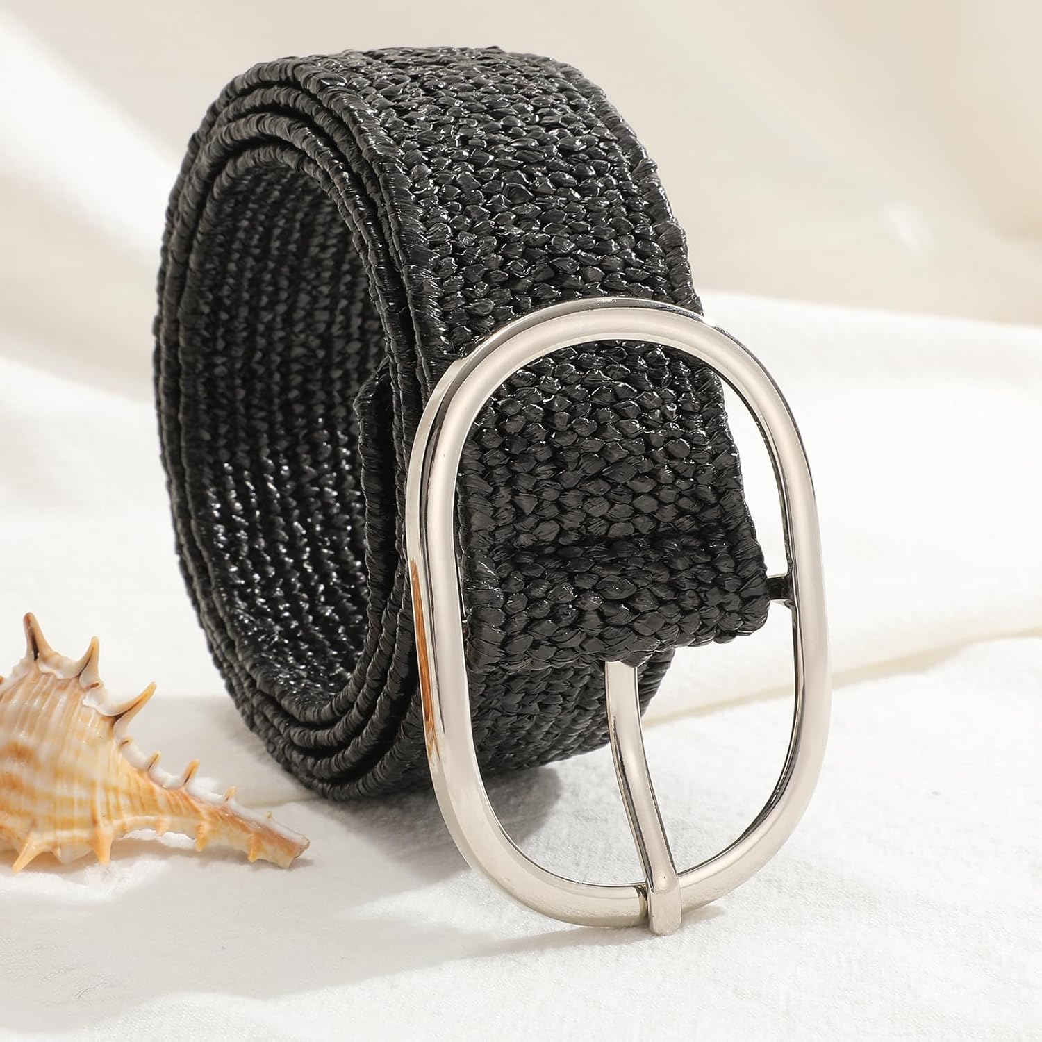 XZQTIVE Straw Woven Elastic Braided Waist Belt for Women Stretch Summer Boho Raffia Dresses Belt for Beach Vacation - Image 4