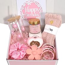 Birthday Gift for Teen Girls, Happy Birthday Box for Girl, Cute Preppy Stuff for Tween Girls, Christmas, Cute Daisy Aesthetic Glass Cups Tumbler Teen Gals Gifts Set 8pcs